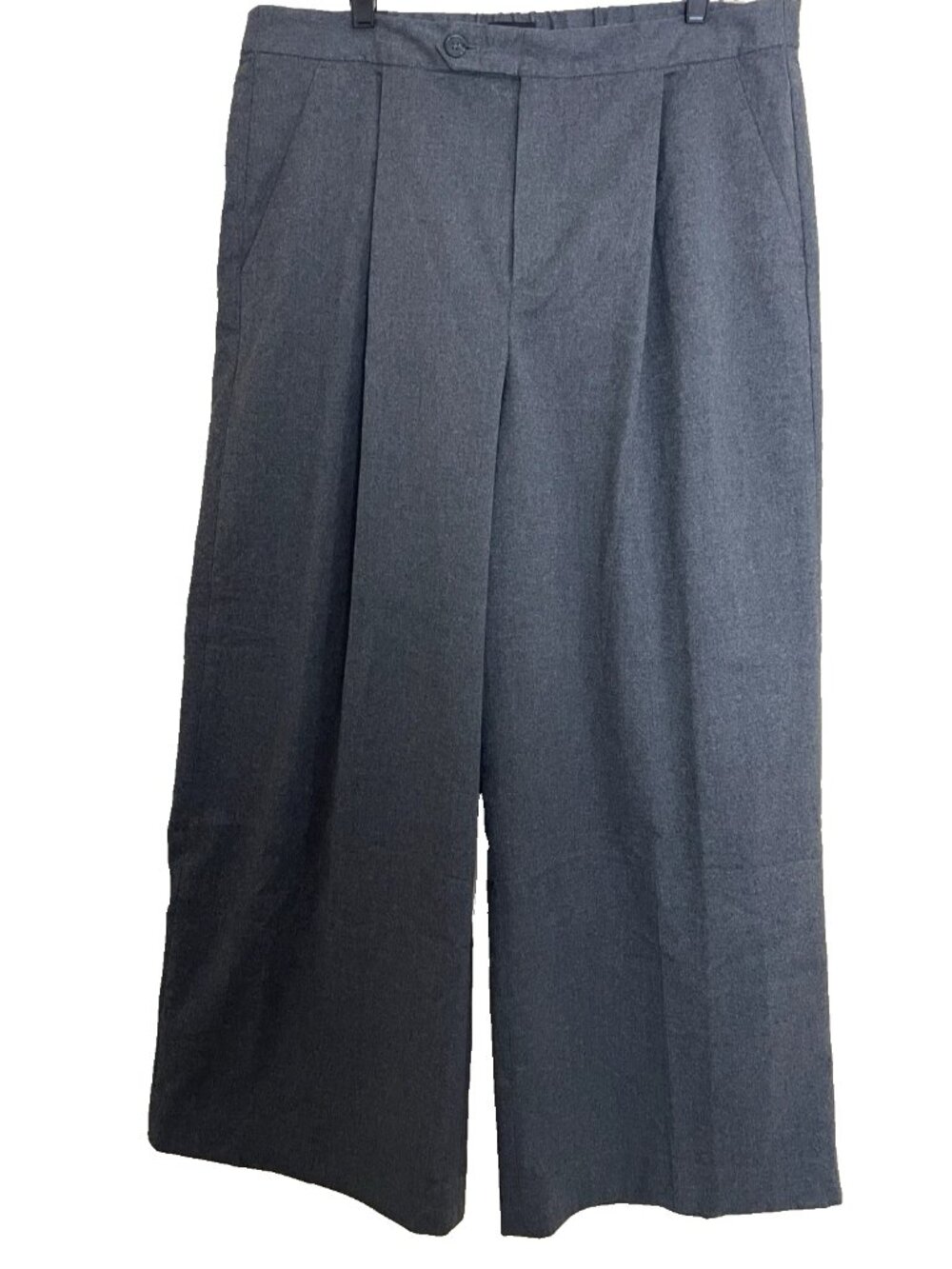 Banana Republic Wide Leg Trouser Pants Women Size 16 High Rise Dark Heather Gray